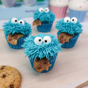 Mini Cookie Monster cupcakes
