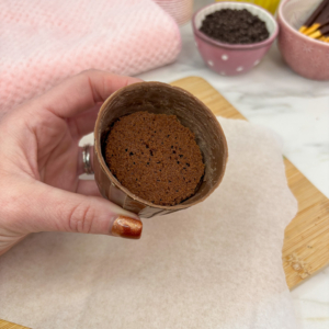 Chocolate cupcakes inserted into the chocolate wrapper